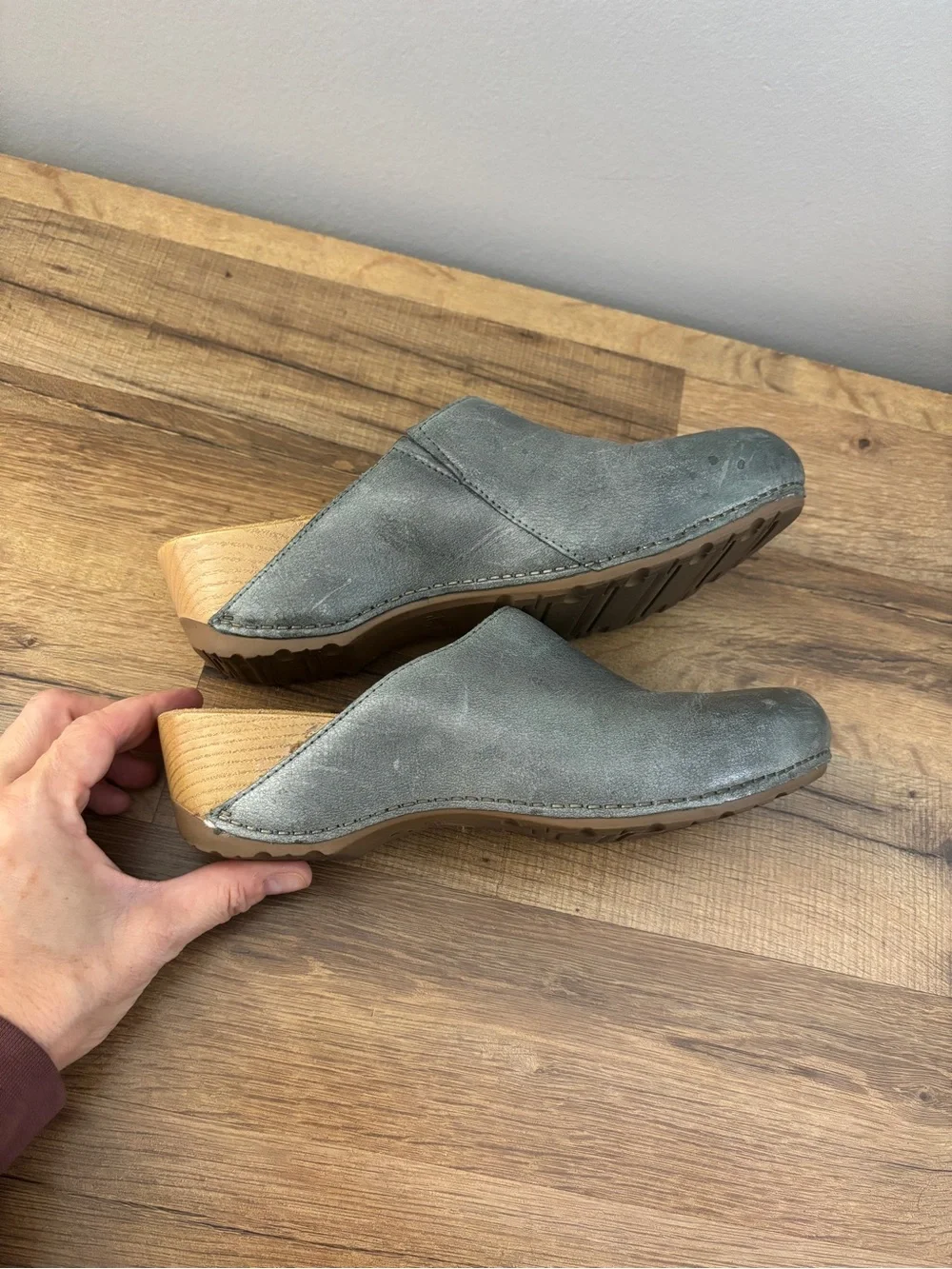 Dansko Talulah Leather Slip On Clog Shoes Mules Light Teal Women’s - Picture 9 of 10